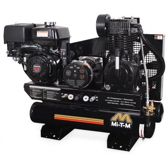 Mi-T-M 16.4 CFM @ 90 PSI/15.7 CFM @ 175 PSI Stationary Two Stage Gasoline Combination Air Compressor Generator