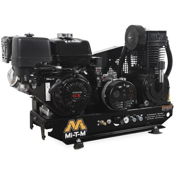 Mi-T-M  16.4 CFM @ 90 PSI/15.7 CFM @ 175 PSI Base-Mount Two Stage Gasoline Combination  Air Compressor Generator