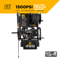 BE 1,500 PSI 1.6 GPM 1.5 HP Electric Pressure Washer with Powerease Motor and Triplex Pump - P1515EPNW