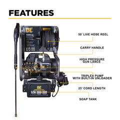 BE 1,500 PSI 1.6 GPM 1.5 HP Electric Pressure Washer with Powerease Motor and Triplex Pump - P1515EPNW