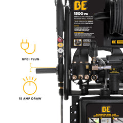 BE 1,500 PSI 1.6 GPM 1.5 HP Electric Pressure Washer with Powerease Motor and Triplex Pump - P1515EPNW