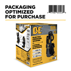 BE 1,700 PSI 1.7 GPM Electric Pressure Washer with Powerease Motor and AR Axial Pump - P1715EN