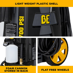 BE 1,700 PSI 1.7 GPM Electric Pressure Washer with Powerease Motor and AR Axial Pump - P1715EN