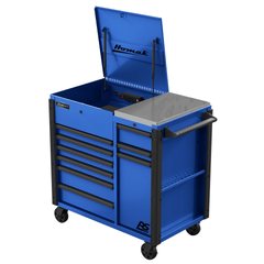 Homak | 44” RS Pro Series 9 Drawer Flip Top Power Service Cart with Workstation