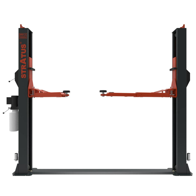 Stratus | SAE-F10S 2 Post Floor Plate Open Top 10,000 LBS Capacity Single Point Manual Release Car Lift