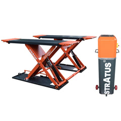 Stratus | SAE-MS9000XT Extra Wide Extra Tall 47 1/4" Commercial Grade Open Center Mobile Mid Rise Electric Safety Lock Release Scissor Car Lift