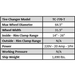 Tuxedo TC-770-T Truck Changer