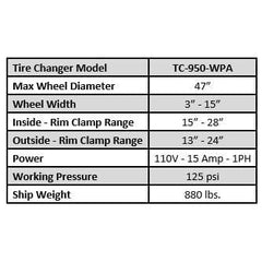 Tuxedo TC-950-WPA with Left Side Press Arm