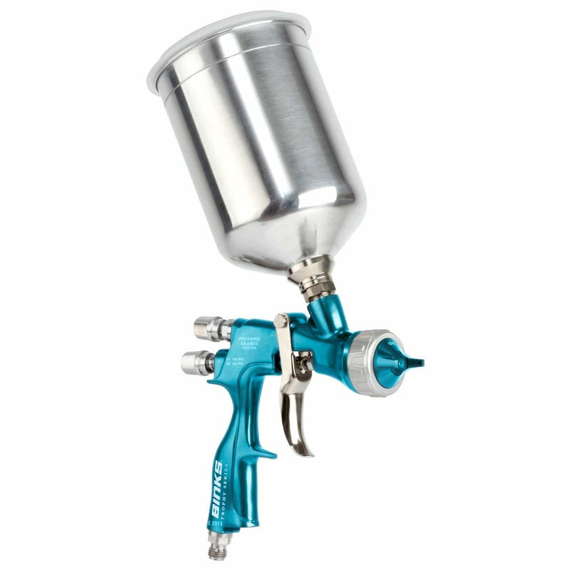 Binks 2466-HV1 Trophy Gravity Fed Spray Gun Value Pack includes 1.2, 1.4, and 1.8 Fluid Nozzle